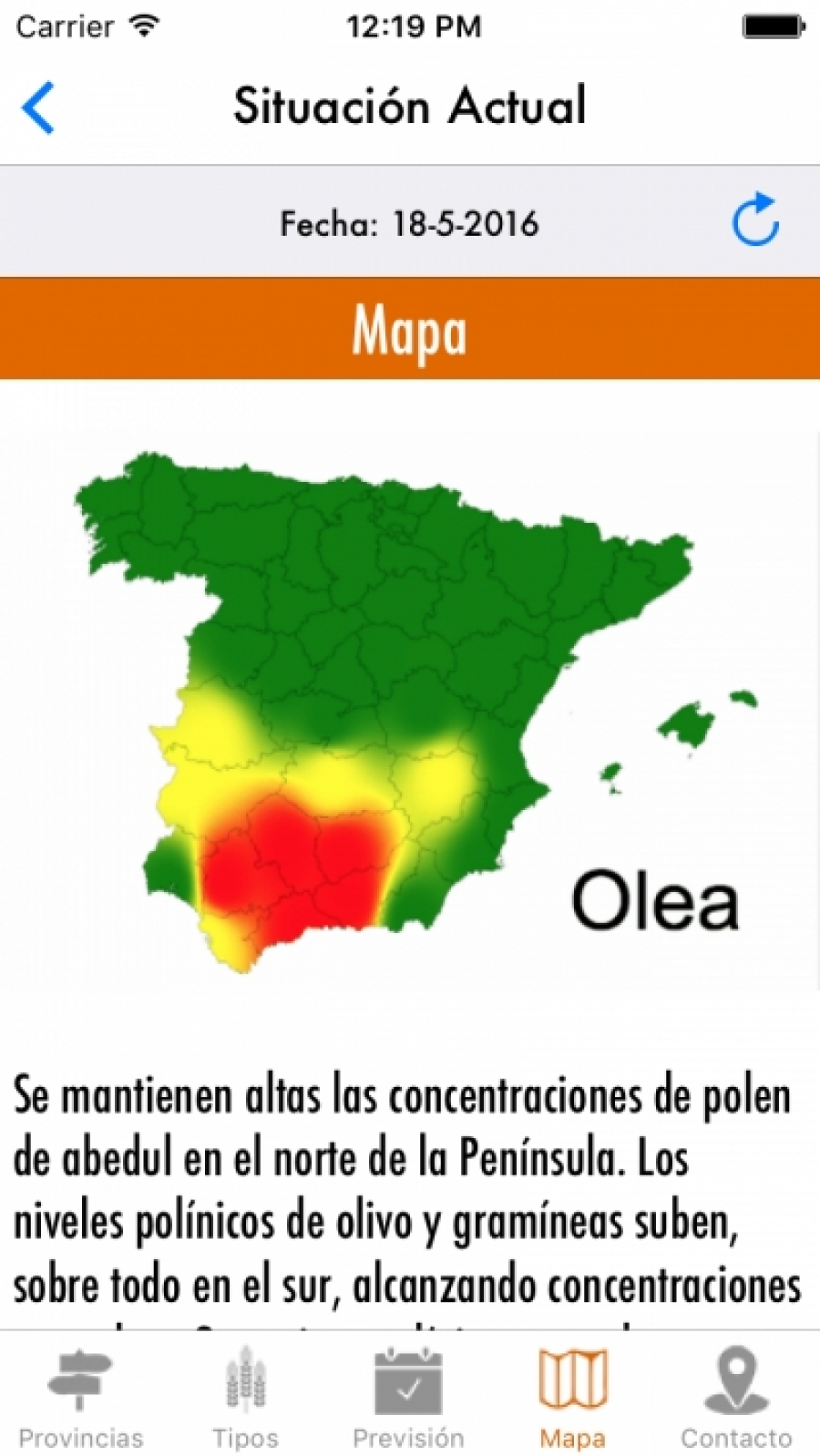 Mapa del polen